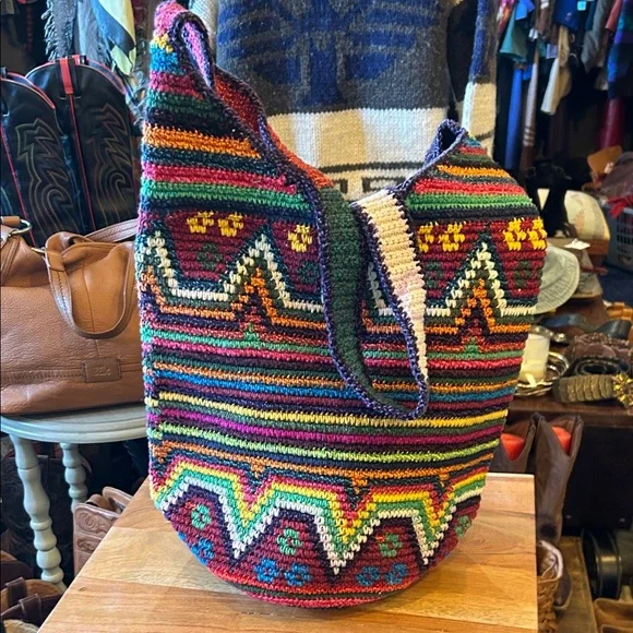 Colorful Knit Chevron Shoulder Bag - Picture 7 of 10